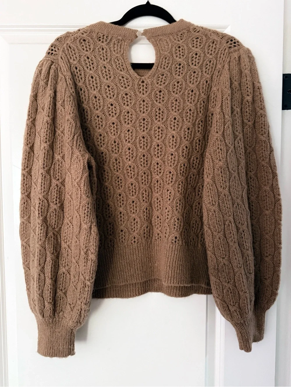 J. Crew Open Stitch Crewneck Sweater in Camel Tan
